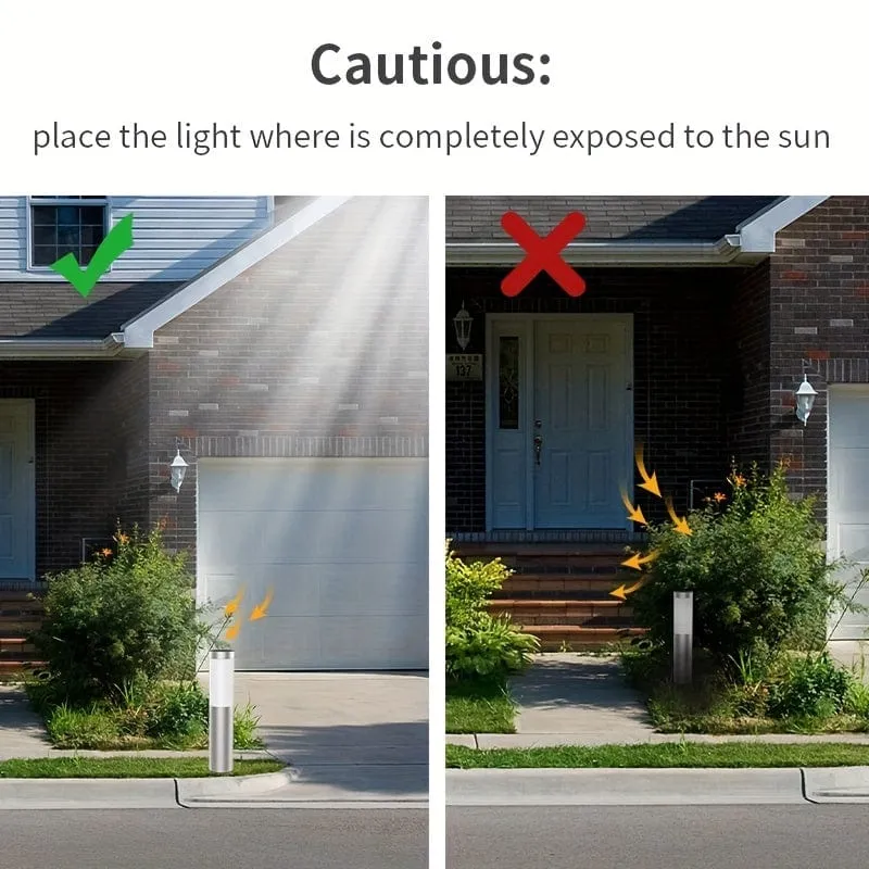 2 Stück Solar-LED-Außenleuchte, moderne zylindrische Edelstahl-wasserdichte Solar-Außenrasen-Terrassen-LED-Leuchte, Rasen, Garten, Bodeneinsatz, Landschaftsleuchte