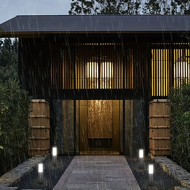 2 Stück Solar-LED-Außenleuchte, moderne zylindrische Edelstahl-wasserdichte Solar-Außenrasen-Terrassen-LED-Leuchte, Rasen, Garten, Bodeneinsatz, Landschaftsleuchte