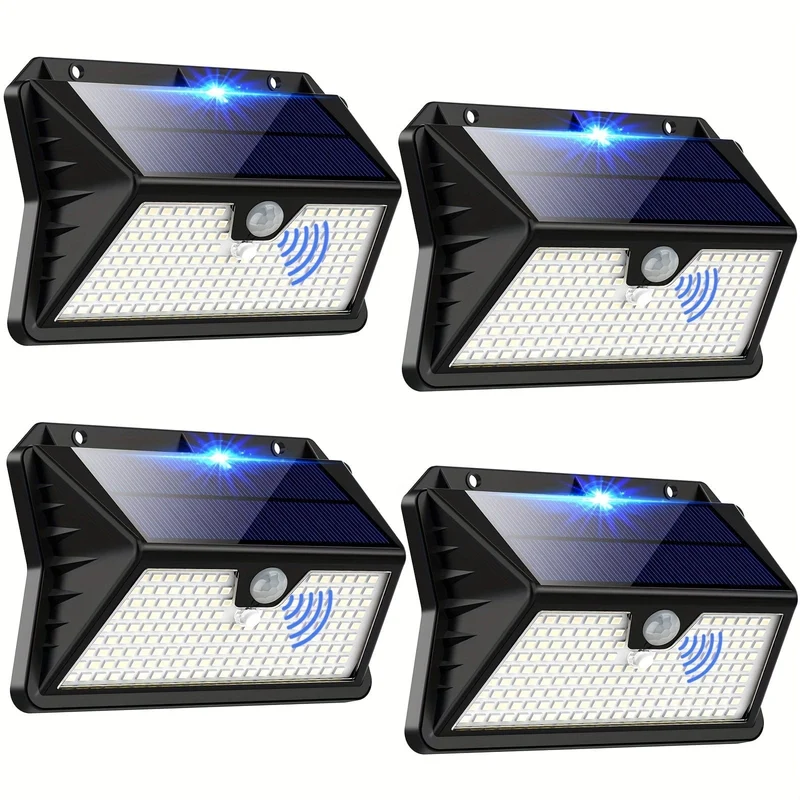 2/4 Packungen Solarleuchte für den Außenbereich mit Bewegungsmelder, 185 LEDs, 3 Modi, Solarleuchte für den Außenbereich, 1800 mAh, wasserdichte LED-Außenwandleuchte für Garten, Terrasse, Garage, Haustür, Pool, Stufen, Zaun