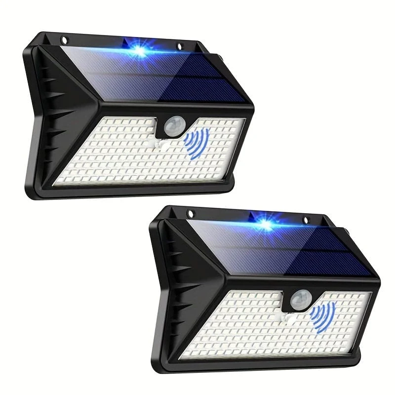 2/4 Packungen Solarleuchte für den Außenbereich mit Bewegungsmelder, 185 LEDs, 3 Modi, Solarleuchte für den Außenbereich, 1800 mAh, wasserdichte LED-Außenwandleuchte für Garten, Terrasse, Garage, Haustür, Pool, Stufen, Zaun