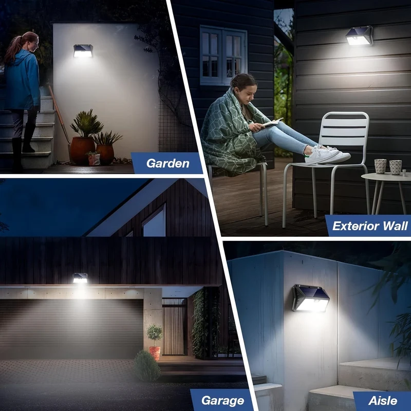 2/4 Packungen Solarleuchte für den Außenbereich mit Bewegungsmelder, 185 LEDs, 3 Modi, Solarleuchte für den Außenbereich, 1800 mAh, wasserdichte LED-Außenwandleuchte für Garten, Terrasse, Garage, Haustür, Pool, Stufen, Zaun