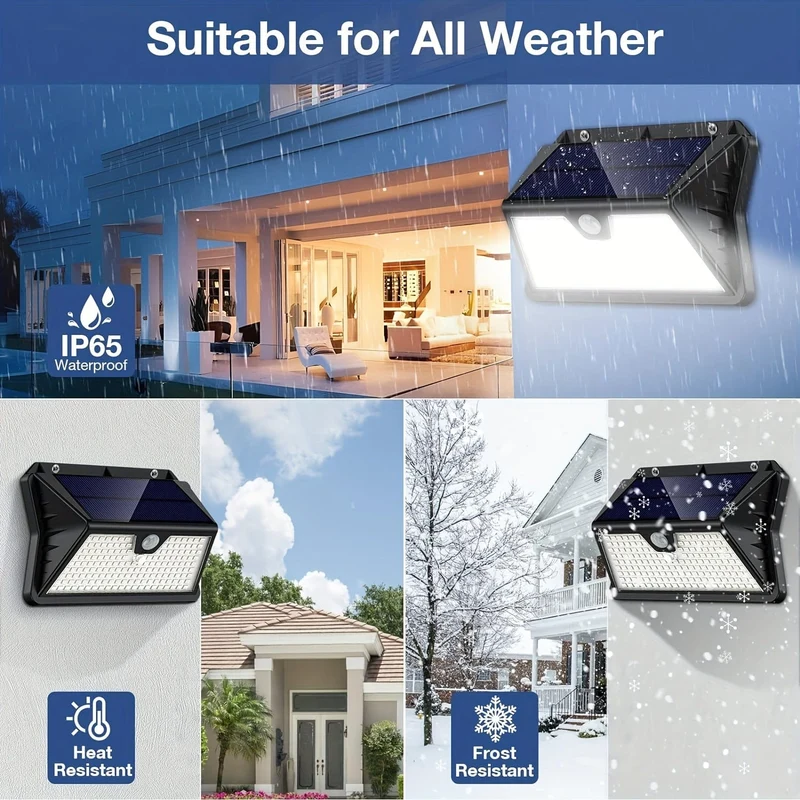 2/4 Packungen Solarleuchte für den Außenbereich mit Bewegungsmelder, 185 LEDs, 3 Modi, Solarleuchte für den Außenbereich, 1800 mAh, wasserdichte LED-Außenwandleuchte für Garten, Terrasse, Garage, Haustür, Pool, Stufen, Zaun