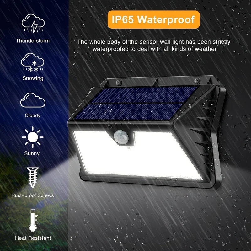 2/4 Packungen Solarleuchte für den Außenbereich mit Bewegungsmelder, 185 LEDs, 3 Modi, Solarleuchte für den Außenbereich, 1800 mAh, wasserdichte LED-Außenwandleuchte für Garten, Terrasse, Garage, Haustür, Pool, Stufen, Zaun