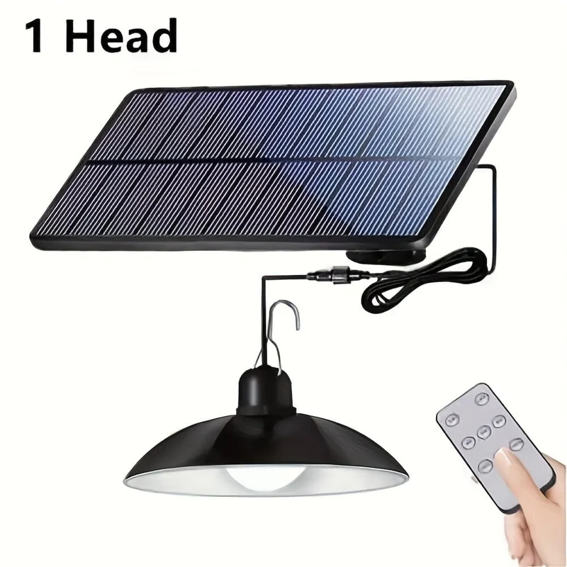 1 Stück Solar-Pendelleuchte, wasserdichte LED-Außenlampe, Doppelkopf-Kronleuchterdekorationen mit Fernbedienung für Innenschuppen, Scheunenraum