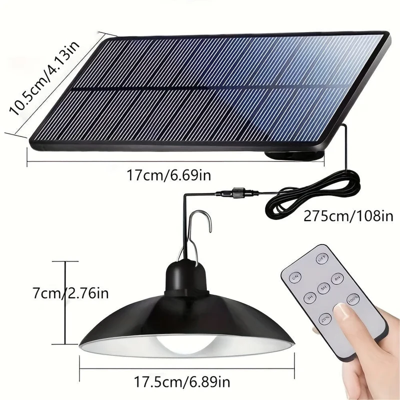 1 Stück Solar-Pendelleuchte, wasserdichte LED-Außenlampe, Doppelkopf-Kronleuchterdekorationen mit Fernbedienung für Innenschuppen, Scheunenraum