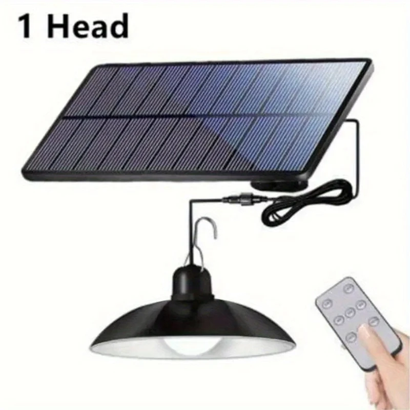 1 Stück Solar-Pendelleuchte, wasserdichte LED-Außenlampe, Doppelkopf-Kronleuchterdekorationen mit Fernbedienung für Innenschuppen, Scheunenraum