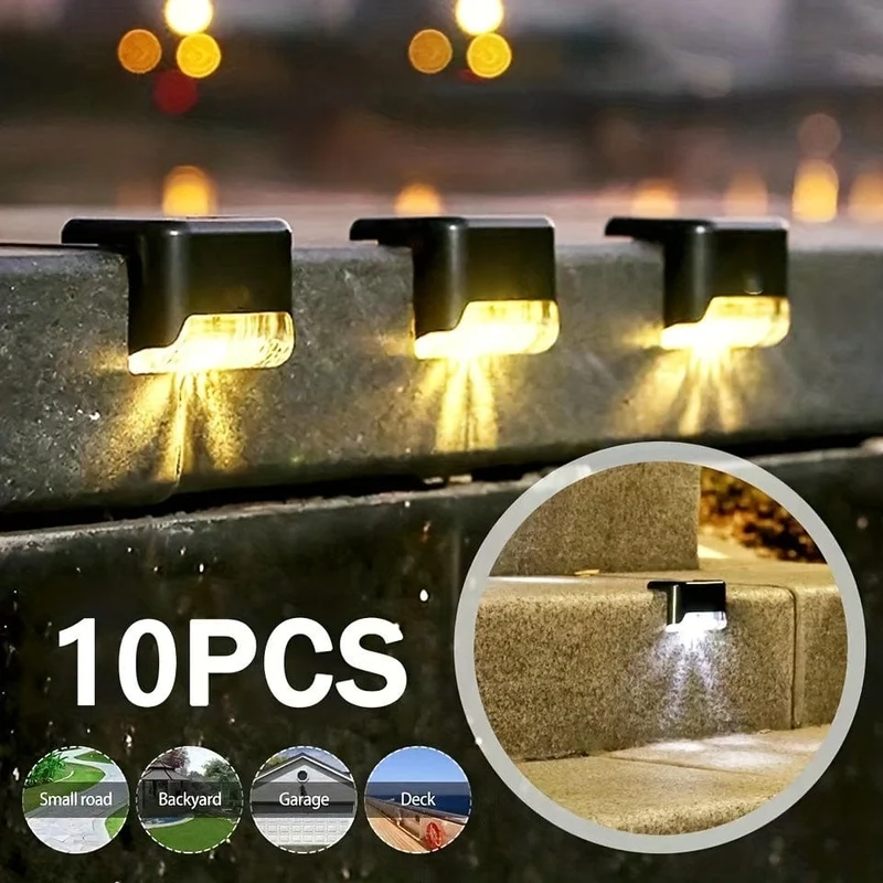 6/10er-Pack Solar-Außendeckleuchte, LED-Stufenleuchte, wasserdicht für den Außenbereich, dekorative Balkonbeleuchtung, Treppenzaun, Wand, Terrasse, Garten, Innenhof, Villa, Auffahrt, Weg, Fußgängerdurchgangsleuchte
