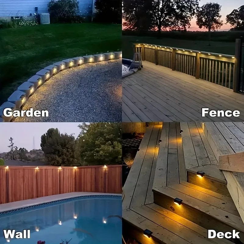 6/10er-Pack Solar-Außendeckleuchte, LED-Stufenleuchte, wasserdicht für den Außenbereich, dekorative Balkonbeleuchtung, Treppenzaun, Wand, Terrasse, Garten, Innenhof, Villa, Auffahrt, Weg, Fußgängerdurchgangsleuchte