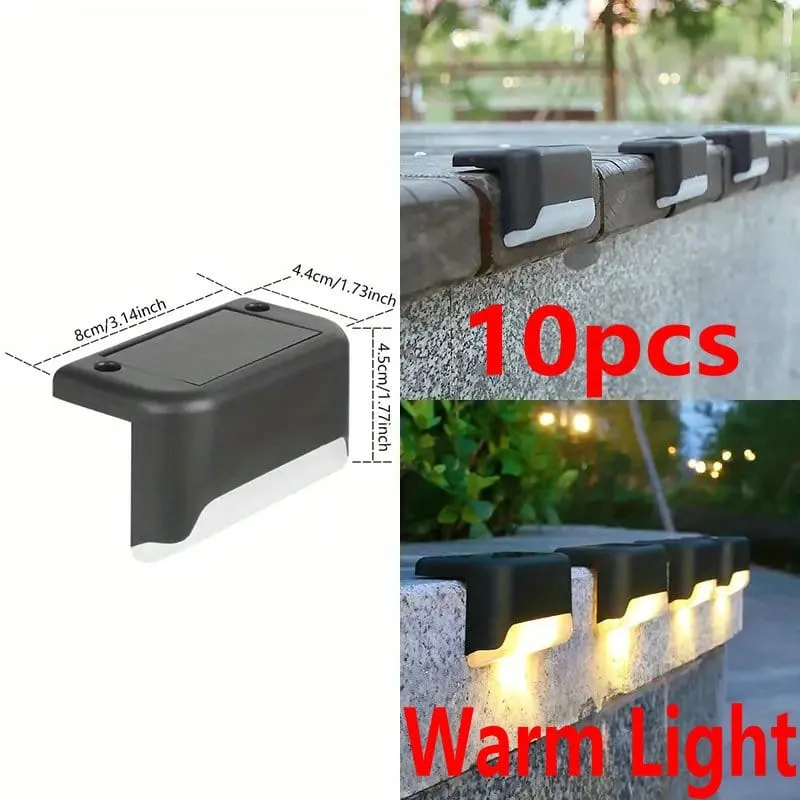 6/10er-Pack Solar-Außendeckleuchte, LED-Stufenleuchte, wasserdicht für den Außenbereich, dekorative Balkonbeleuchtung, Treppenzaun, Wand, Terrasse, Garten, Innenhof, Villa, Auffahrt, Weg, Fußgängerdurchgangsleuchte
