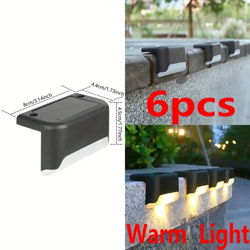 6/10er-Pack Solar-Außendeckleuchte, LED-Stufenleuchte, wasserdicht für den Außenbereich, dekorative Balkonbeleuchtung, Treppenzaun, Wand, Terrasse, Garten, Innenhof, Villa, Auffahrt, Weg, Fußgängerdurchgangsleuchte