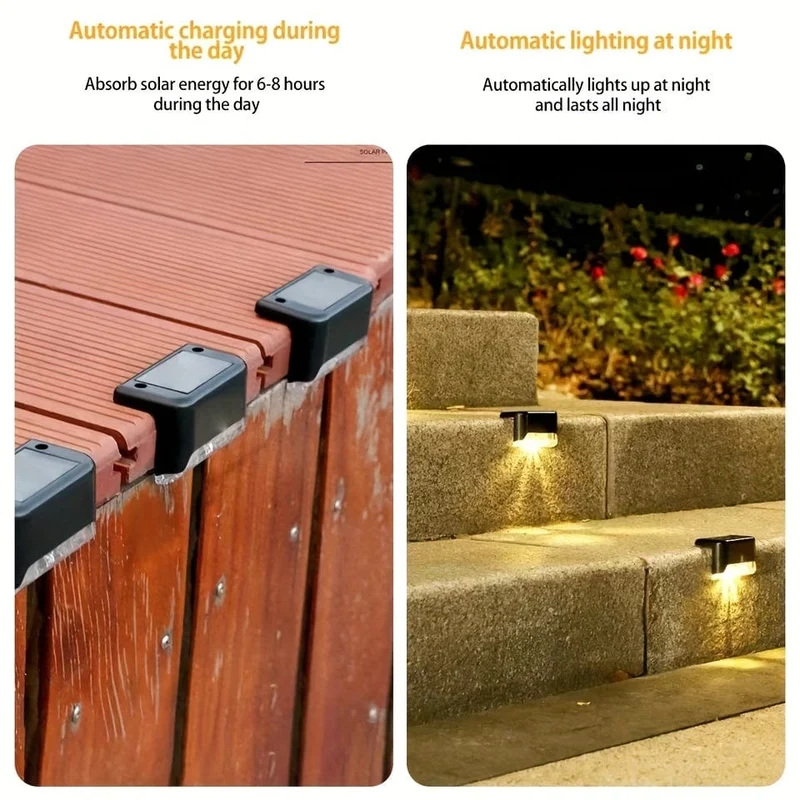 6/10er-Pack Solar-Außendeckleuchte, LED-Stufenleuchte, wasserdicht für den Außenbereich, dekorative Balkonbeleuchtung, Treppenzaun, Wand, Terrasse, Garten, Innenhof, Villa, Auffahrt, Weg, Fußgängerdurchgangsleuchte