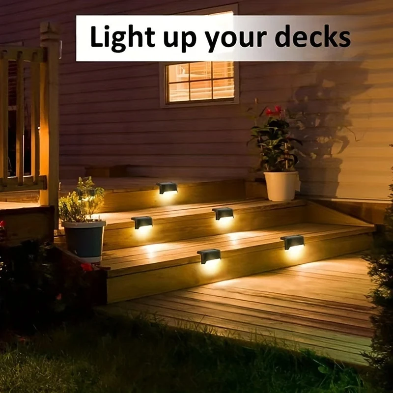 6/10er-Pack Solar-Außendeckleuchte, LED-Stufenleuchte, wasserdicht für den Außenbereich, dekorative Balkonbeleuchtung, Treppenzaun, Wand, Terrasse, Garten, Innenhof, Villa, Auffahrt, Weg, Fußgängerdurchgangsleuchte