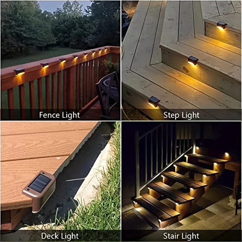 8/12 Packungen Solar-Deckleuchten für den Außenbereich, LED-Stufenleuchten, wasserdichte Solarleuchten, Balkonbeleuchtung, Dekoration, Terrassentreppenzaun, Außenwand, Terrasse, Garten, Hof, Villa, Auffahrt, Weg