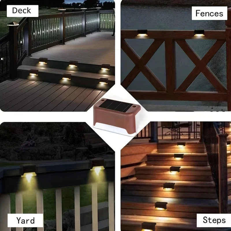 8/12 Packungen Solar-Deckleuchten für den Außenbereich, LED-Stufenleuchten, wasserdichte Solarleuchten, Balkonbeleuchtung, Dekoration, Terrassentreppenzaun, Außenwand, Terrasse, Garten, Hof, Villa, Auffahrt, Weg