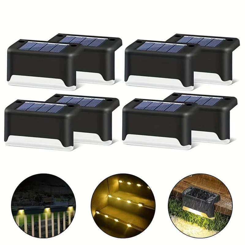8/12 Packungen Solar-Deckleuchten für den Außenbereich, LED-Stufenleuchten, wasserdichte Solarleuchten, Balkonbeleuchtung, Dekoration, Terrassentreppenzaun, Außenwand, Terrasse, Garten, Hof, Villa, Auffahrt, Weg