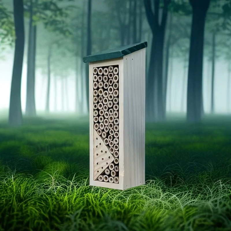 1 Stück Holz-Insektenhotel, Bienenhaus, Holz-Insekten-Bienenhaus, Holzunterstand, Nistkasten für Gartendekoration im Freien
