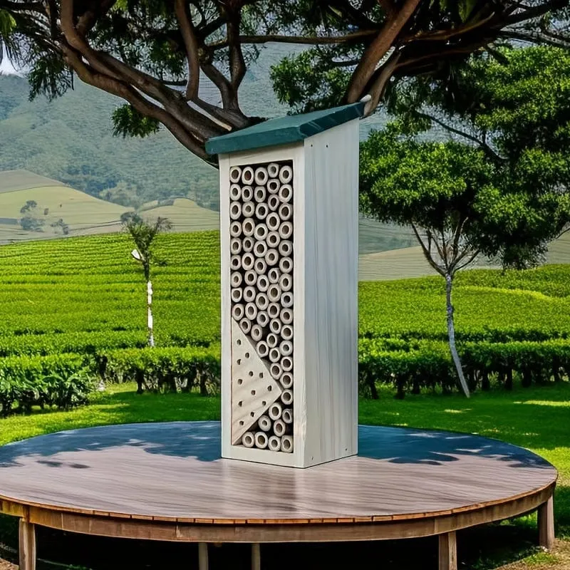 1 Stück Holz-Insektenhotel, Bienenhaus, Holz-Insekten-Bienenhaus, Holzunterstand, Nistkasten für Gartendekoration im Freien