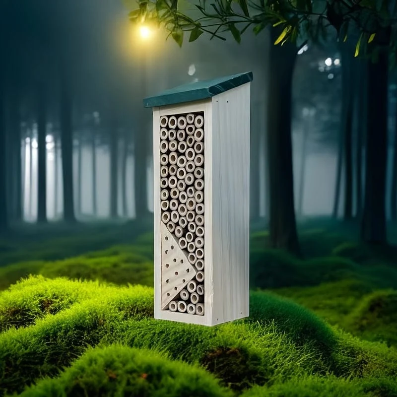 1 Stück Holz-Insektenhotel, Bienenhaus, Holz-Insekten-Bienenhaus, Holzunterstand, Nistkasten für Gartendekoration im Freien
