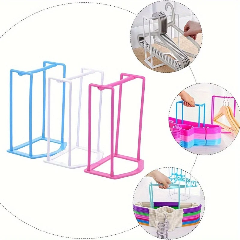 1 Stück Kleiderbügel-Organizer, Kunststoff-Aufbewahrungsbügel-Halterungsregal, Leerlauf-Kleiderbügel-Stapelregal, Lagerregal, tragbarer Kleiderbügel-Stapler, platzsparend