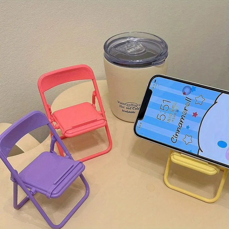 1pc niedlicher Mini-Telefonhalter, Stuhlform Desktop-Handyständer, kreativer tragbarer einfacher Klapp-Telefonständer, Desktop-Dekor