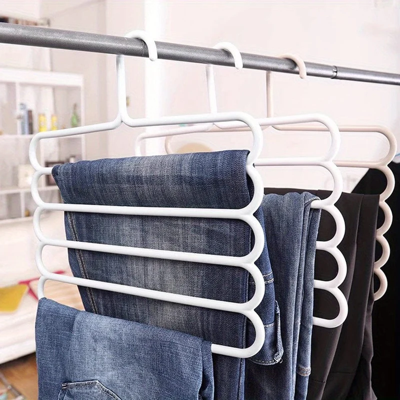 1 Stück Kunststoff-Mehrschicht-Kleiderbügel, platzsparender Kleider- und Hosenbügel, Schrank-Organizer, Aufbewahrungsbügel, für Hosen, Jeans, Hosen, Röcke, Schals, Schlafzimmer-Accessoires