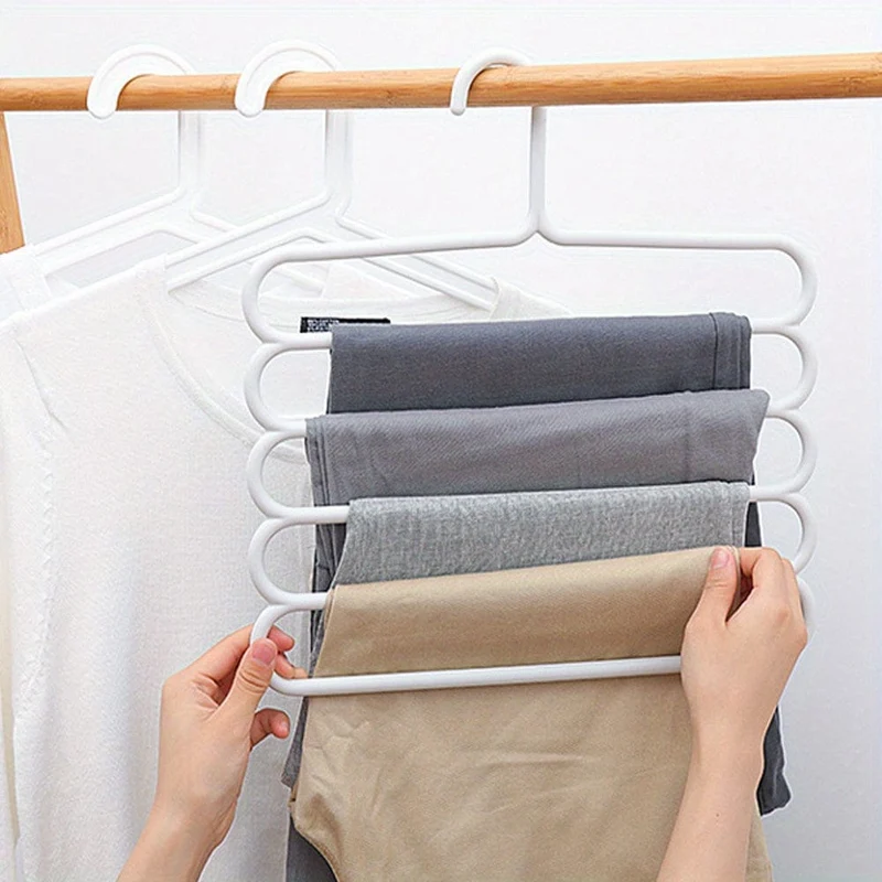 1 Stück Kunststoff-Mehrschicht-Kleiderbügel, platzsparender Kleider- und Hosenbügel, Schrank-Organizer, Aufbewahrungsbügel, für Hosen, Jeans, Hosen, Röcke, Schals, Schlafzimmer-Accessoires