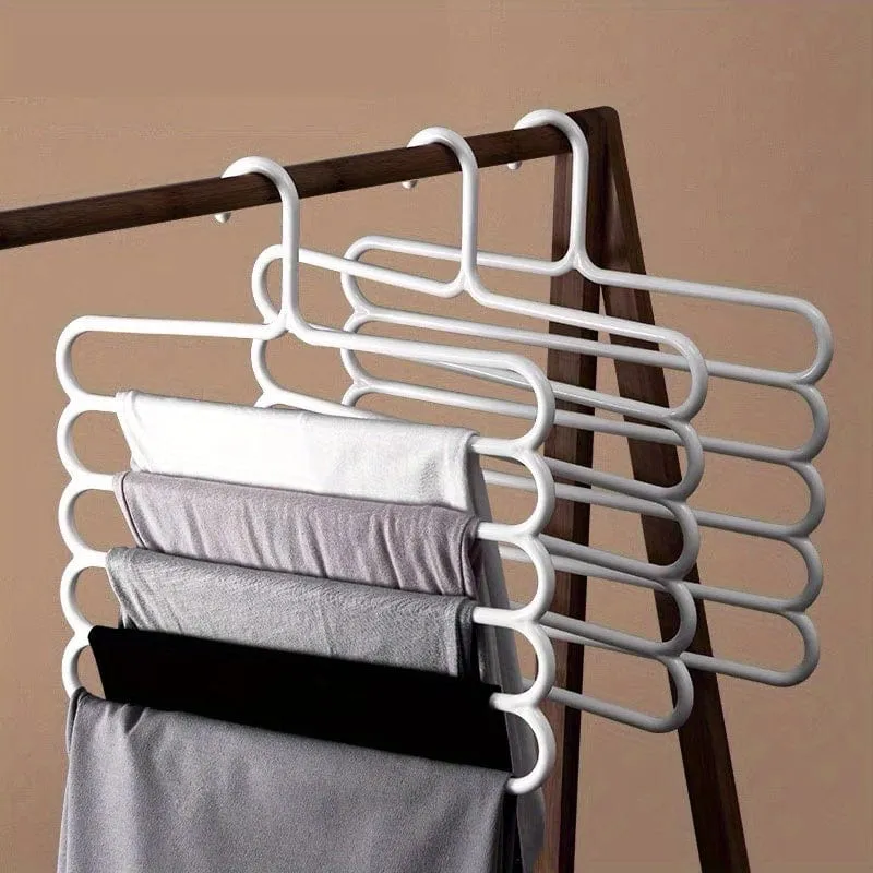 1 Stück Kunststoff-Mehrschicht-Kleiderbügel, platzsparender Kleider- und Hosenbügel, Schrank-Organizer, Aufbewahrungsbügel, für Hosen, Jeans, Hosen, Röcke, Schals, Schlafzimmer-Accessoires