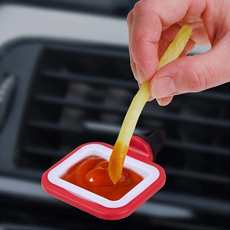 1 Stück Auto-Lebensmittelregal, Saucenhalter im Auto, für Ketchup und Dip-Saucen, Road Trip Saucenhalter, Chip-Becher, Autozubehör