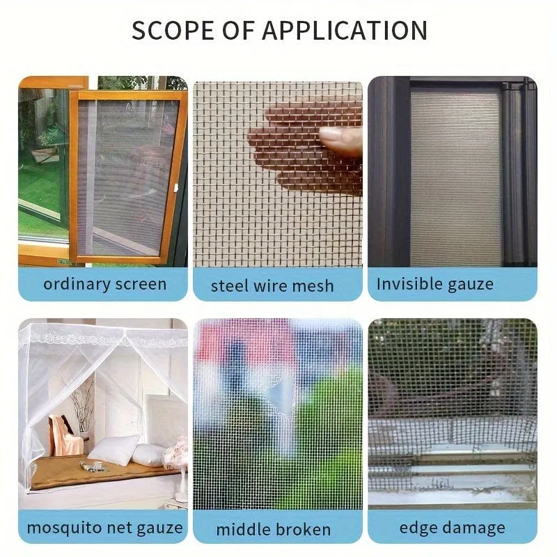 1 Rolle Fensterscheiben-Reparaturband, selbstklebendes Bildschirm-Flickenband – Reparieren Sie schnell und einfach Risse und Löcher in Ihrer Fensterscheibe – inklusive Mesh-Patch-Set und Wohnzubehör