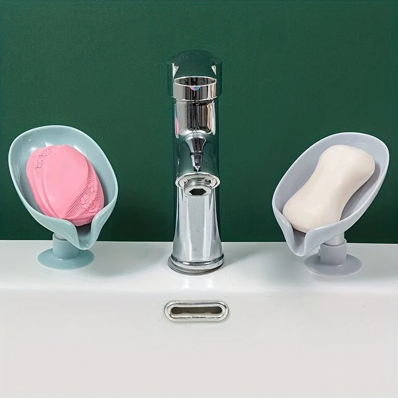 1/3 Stück blattförmige Seifenbox, Drainage-Seifenhalter, Saugnapf-Seifenschale, Seifenschale, Seifenbehälter für Badezimmer-Organisation und -Aufbewahrung, Badezimmer-Accessoires