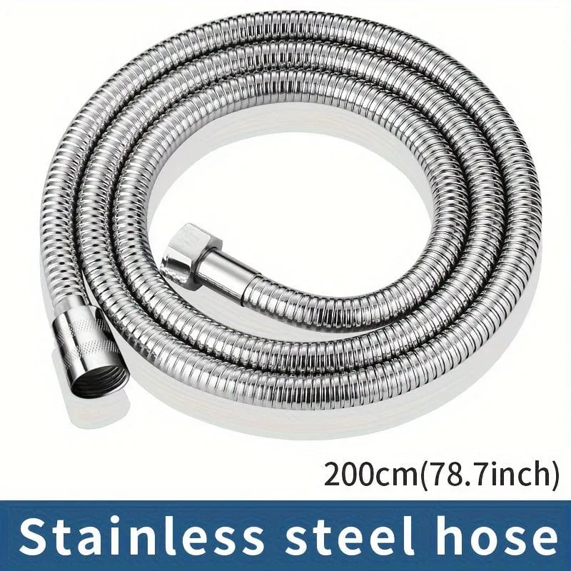 1 Rolle, silberner Brauseschlauch aus Edelstahl 304 für die Gartenarbeit, extra langer, langlebiger und flexibler Brauseschlauch, Gartenschlauch-Gartenzubehör
