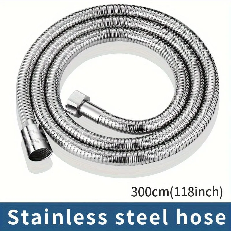 1 Rolle, silberner Brauseschlauch aus Edelstahl 304 für die Gartenarbeit, extra langer, langlebiger und flexibler Brauseschlauch, Gartenschlauch-Gartenzubehör