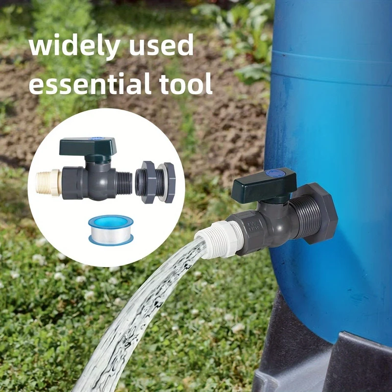 2 Stück/Set, PVC-Wasserfass-Zapfen-Set, Anschluss-Ablaufadapter mit Innenanschluss für Garten, Regenbarre, Gartenwerkzeugzubehör