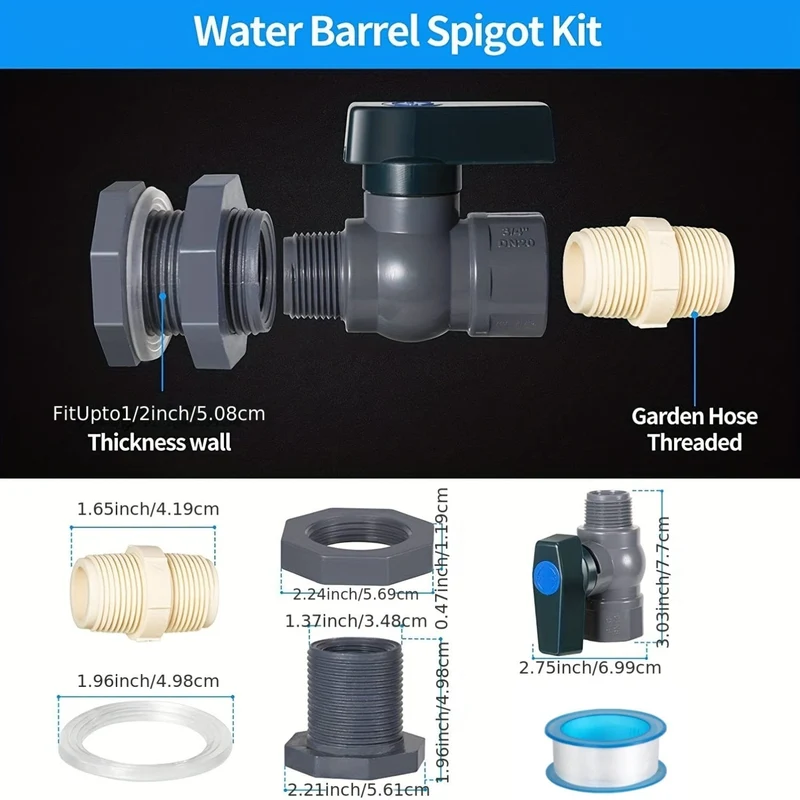 2 Stück/Set, PVC-Wasserfass-Zapfen-Set, Anschluss-Ablaufadapter mit Innenanschluss für Garten, Regenbarre, Gartenwerkzeugzubehör