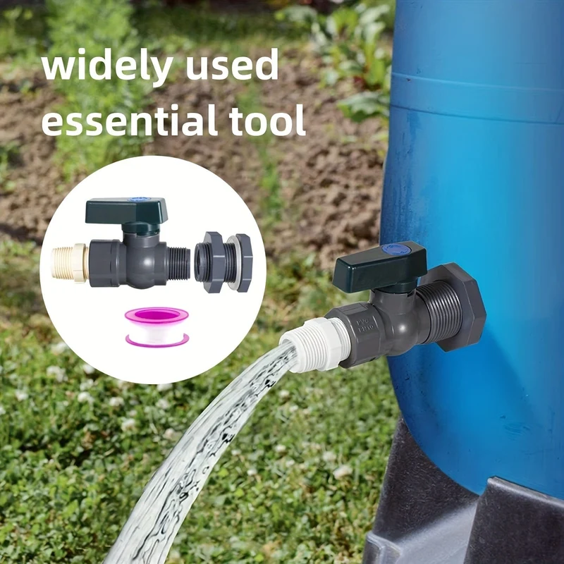 2 Stück/Set, PVC-Wasserfass-Zapfen-Set, Anschluss-Ablaufadapter mit Innenanschluss für Garten, Regenbarre, Gartenwerkzeugzubehör