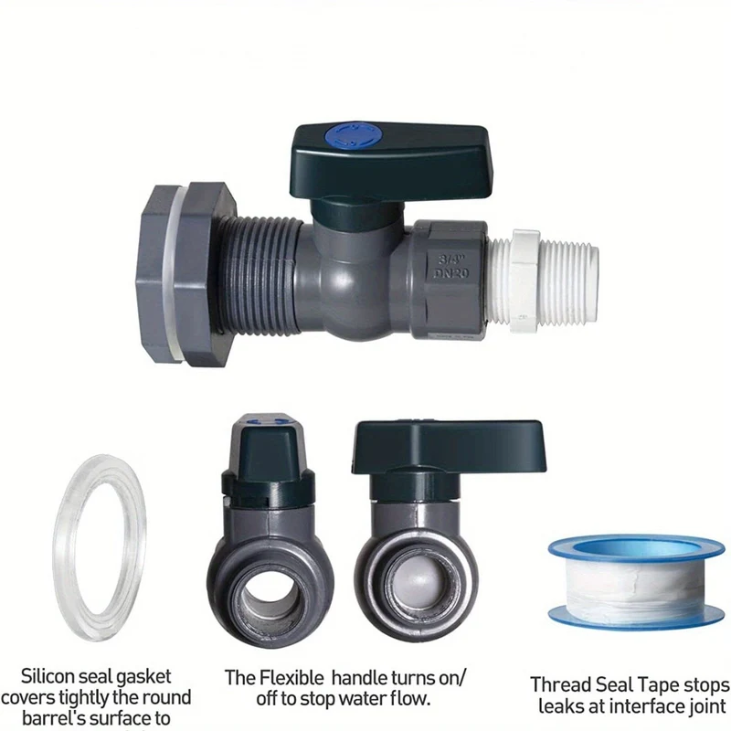 2 Stück/Set, PVC-Wasserfass-Zapfen-Set, Anschluss-Ablaufadapter mit Innenanschluss für Garten, Regenbarre, Gartenwerkzeugzubehör