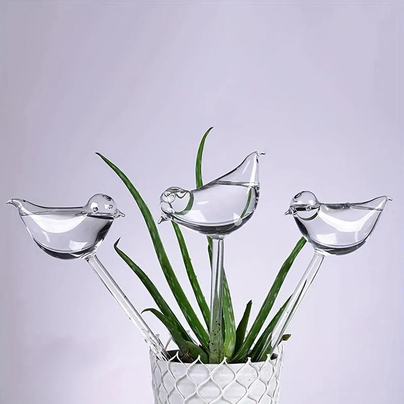 3 Stück, große Größe 25 cm x 9 cm (9.84 Zoll x 3.94 Zoll), künstliches Glas, Kunststoff, Vogel, automatisches Bewässerungsgerät, faules Bewässerungsgerät, Reise-Tropfgerät, faules Bewässerungsgerät, rundes Bewässerungsgerät