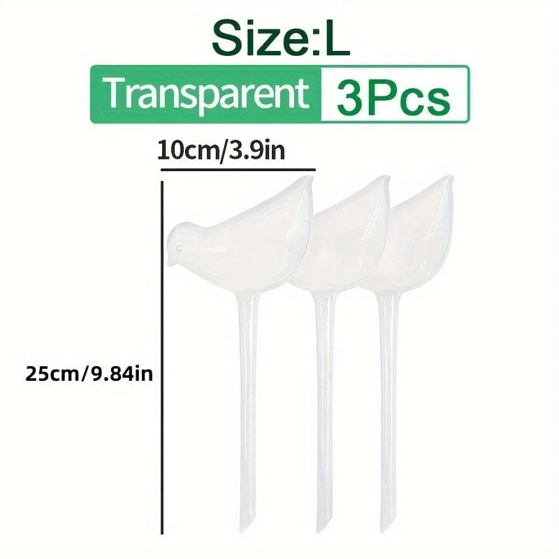 3 Stück, große Größe 25 cm x 9 cm (9.84 Zoll x 3.94 Zoll), künstliches Glas, Kunststoff, Vogel, automatisches Bewässerungsgerät, faules Bewässerungsgerät, Reise-Tropfgerät, faules Bewässerungsgerät, rundes Bewässerungsgerät