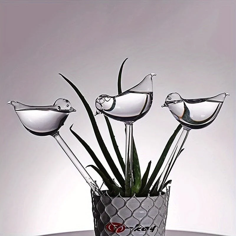 3 Stück, große Größe 25 cm x 9 cm (9.84 Zoll x 3.94 Zoll), künstliches Glas, Kunststoff, Vogel, automatisches Bewässerungsgerät, faules Bewässerungsgerät, Reise-Tropfgerät, faules Bewässerungsgerät, rundes Bewässerungsgerät