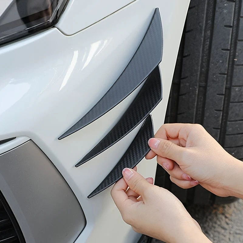 6 Stück Stoßstangenstreifen-Aufkleber, universeller Auto-Frontstoßstangen-Spoilerschutz, Kohlefaser-Eckenschutz, kratzfeste Dekorationsaufkleber, Autozubehör