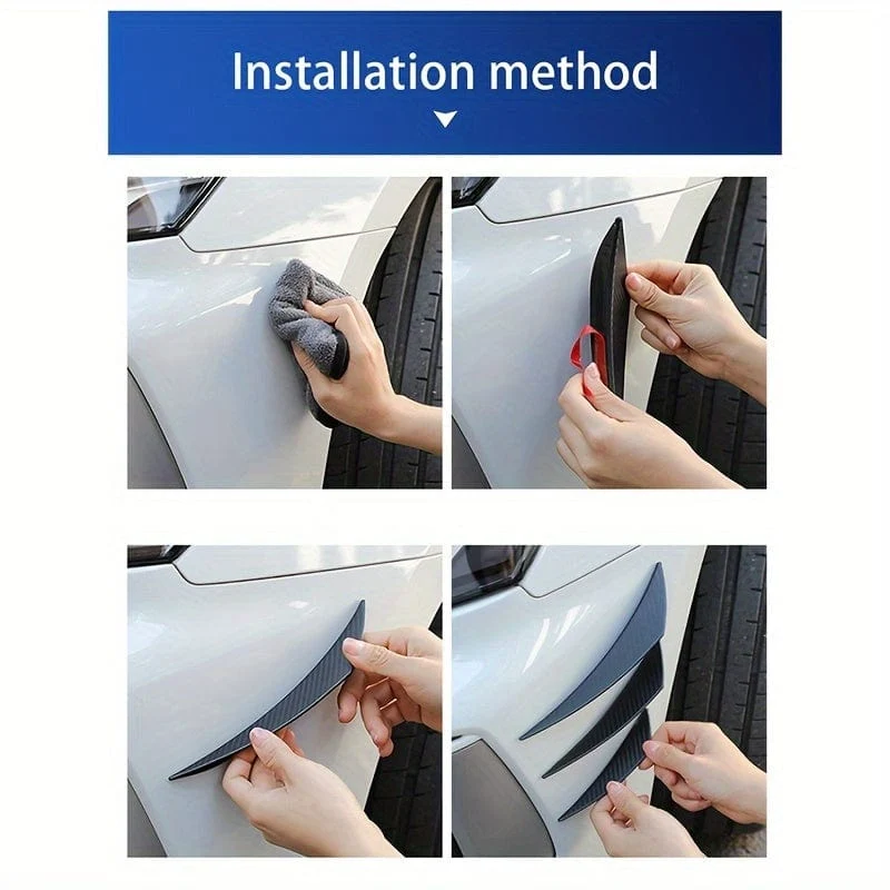 6 Stück Stoßstangenstreifen-Aufkleber, universeller Auto-Frontstoßstangen-Spoilerschutz, Kohlefaser-Eckenschutz, kratzfeste Dekorationsaufkleber, Autozubehör