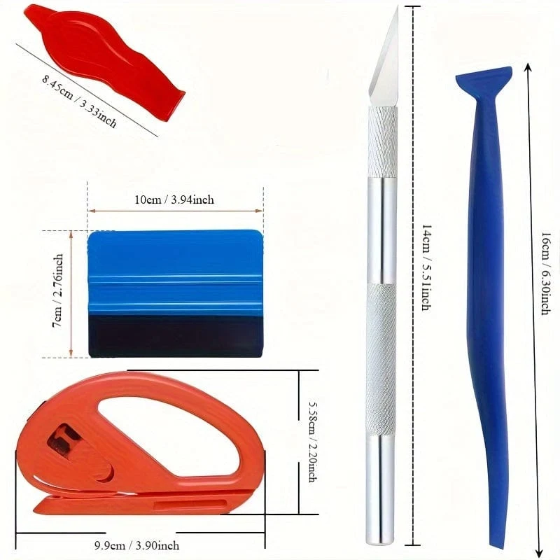 10-teiliges Auto-Vinyl-Wrap-Werkzeug-Set, Fensterfolien-Installationswerkzeuge, Wrap-Rakel, Tapeten-Glättungswerkzeug, Filz-Rakel, Hartschaber, Vinyl-Zuschneidewerkzeug für Auto-Wrapping und Tapeten-Installation