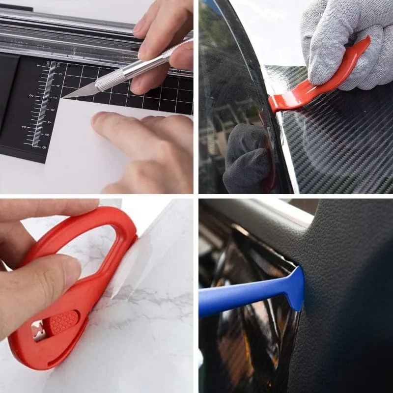 10-teiliges Auto-Vinyl-Wrap-Werkzeug-Set, Fensterfolien-Installationswerkzeuge, Wrap-Rakel, Tapeten-Glättungswerkzeug, Filz-Rakel, Hartschaber, Vinyl-Zuschneidewerkzeug für Auto-Wrapping und Tapeten-Installation