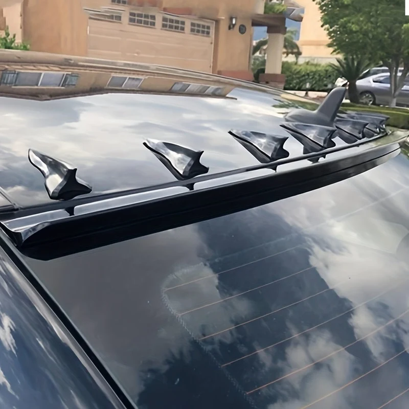 10 Stück Auto-Außenverkleidungsteile, Autoverkleidung, Dachheck, schwarze Haifischflosse, Allzweck-Spitzkarbonfaser-Autoscooter-Dach-Modifikationssatz, Windmesser
