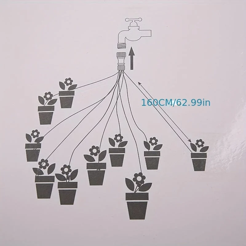 1 Set Automatisches Bewässerungsgerät für den Garten, Gartenbewässerungssystem, Tropfversickerungsgerät mit 10 Tropfkopf-Set für Gewächshaus-Balkon-Topfpflanzen-Zubehör (Gewindeanschluss: 1/2 Zoll (20 mm))