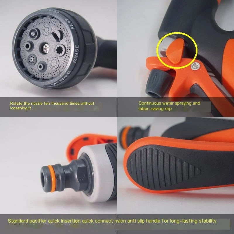 1 Set, acht Funktionen, Gartenbewässerung, Blumen, Autowaschwasserpistole, 8 Funktionen, Beutelkleber, verstellbare Wasserspritzpistole, Autowaschpistole