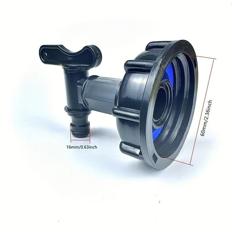 1 Stück, 1000 l IBC-Wassertank-Adapter, Tonnen-Fass-Armaturen, Wasserhahn, S60 x 6, 2.54/5.08 cm, Metall-Wasserhahn-Rohrverschraubungen, Gartenschlauch-Ersatzwerkzeuge, Anschluss, Wasserrohr-Schnellanschluss