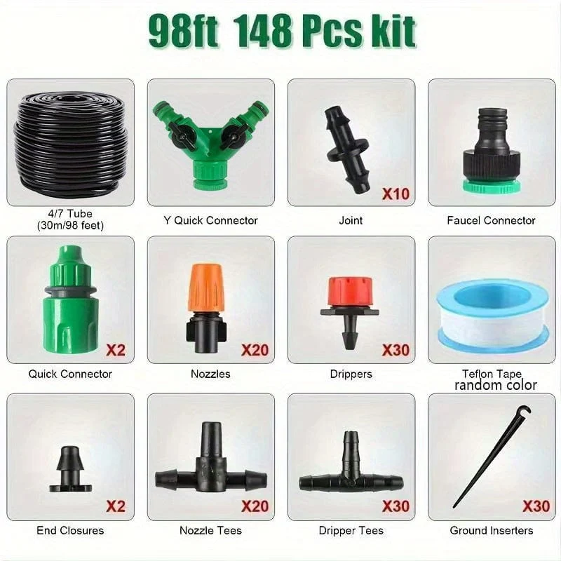 1 Set, DIY-Garten-Tropfbewässerungsschläuche 3.4 cm/3.3 cm, automatische Bewässerungs-Tropf-Sets, Gartenbewässerungssystem zum Anpassen der Menge an Tropfbewässerungsspray, spart Wasser und Zeit, Teleskop-Wasserleitung