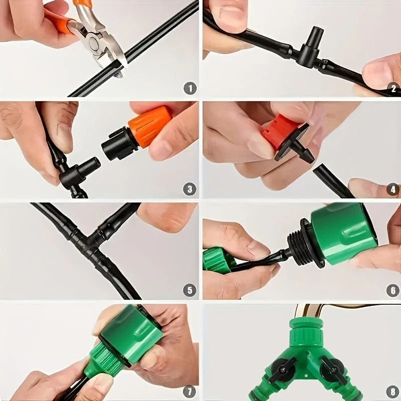 1 Set, DIY-Garten-Tropfbewässerungsschläuche 3.4 cm/3.3 cm, automatische Bewässerungs-Tropf-Sets, Gartenbewässerungssystem zum Anpassen der Menge an Tropfbewässerungsspray, spart Wasser und Zeit, Teleskop-Wasserleitung