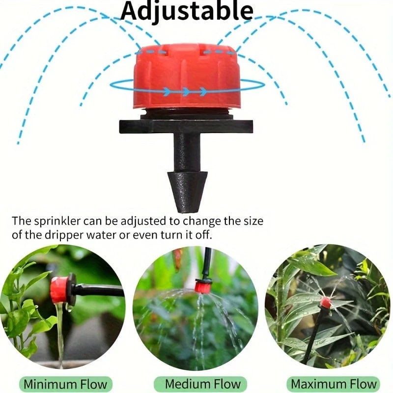 1 Packung, Garten-Tropfbewässerungsset, 164 ft/50 m Gewächshaus-Mikro-Tropfbewässerungssystem-Set mit 1/4 Zoll leerem Verteilerschlauch, verstellbare Terrassen-Nebeldüse, Strahler, Sprinkler, Widerhaken